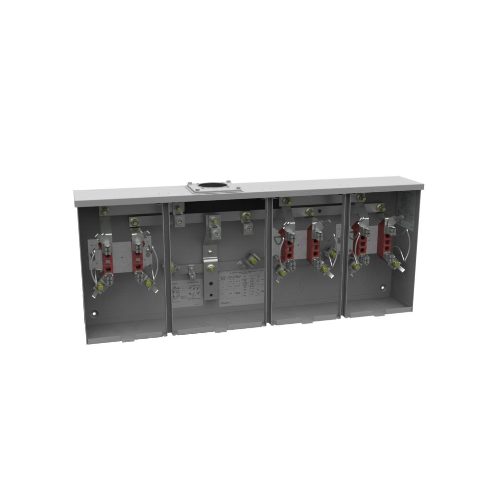 Ringless Meter Socket - 5.188L x 34.5W x14H - 150A - 4 Terminal - Large Hub Opening Adapted to Small Hub Opening