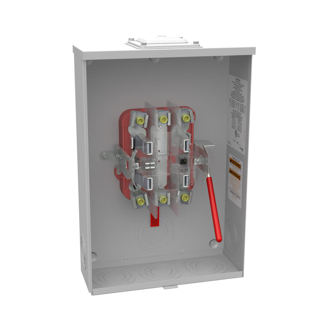 Ringless Meter Socket - 4.844L x 13W x19H - 200A - 5 Terminal - Large Hub Opening Adapted to Small Closing Plate