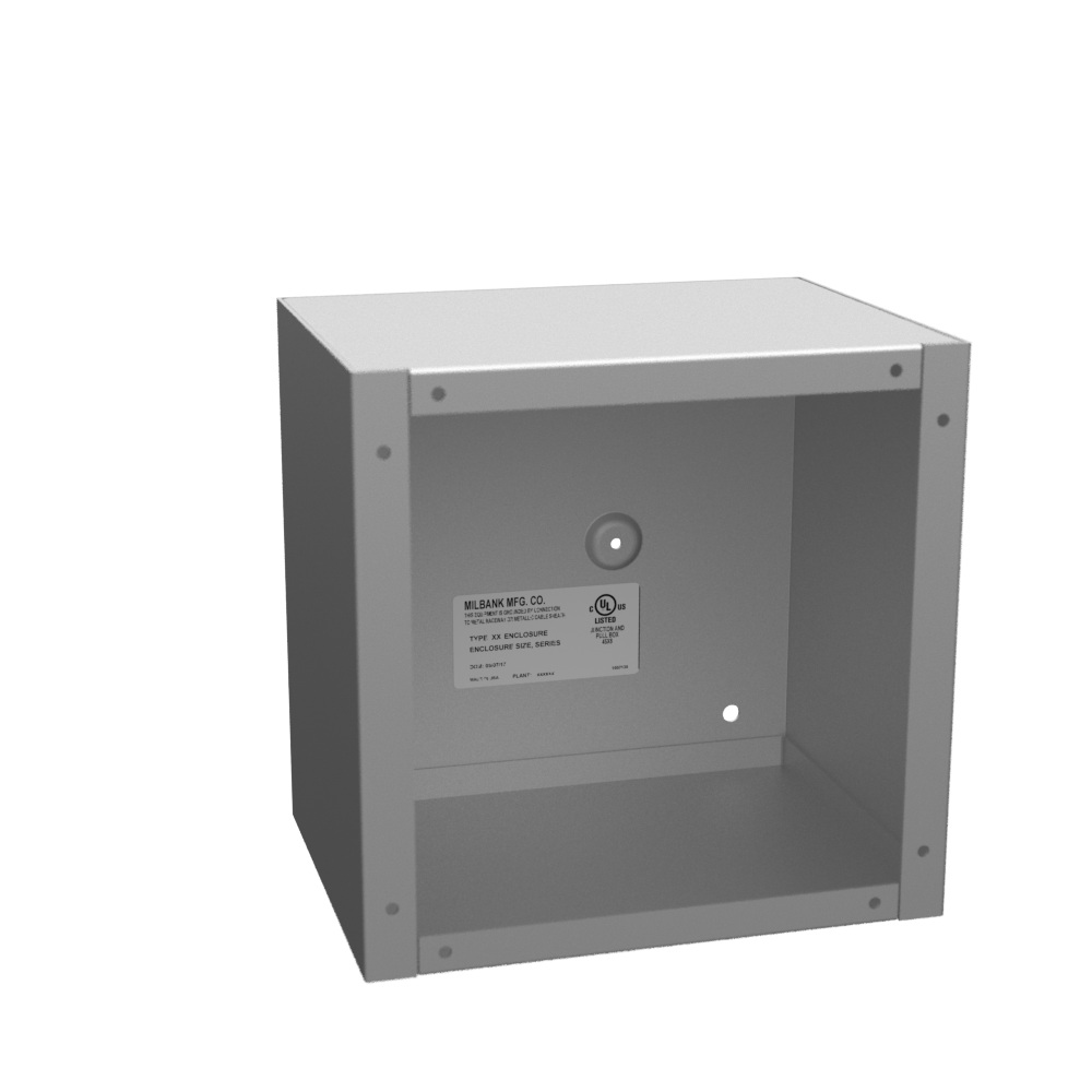 Product image for Milbank 886-SC1-NK-NP 8x6x8 Screw Cover Type 1 UL Listed Steel No Knockouts No Paint Cover With Teardrop Slots Mounting Holes In Back