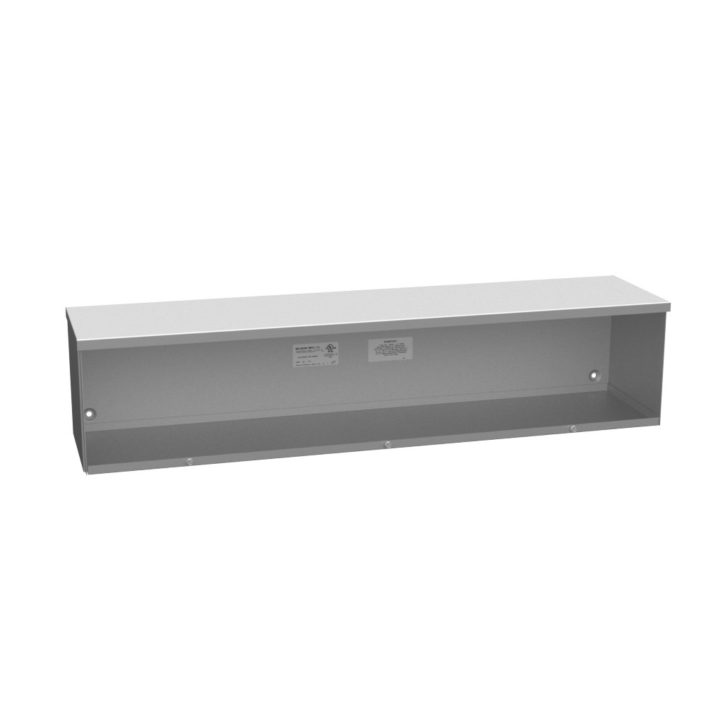 Product image for Milbank 8836-GSC3R-NK-NP 8x36x8 Screw Cover Wireway Type 3R UL Listed Steel No Knockouts No Paint Quad D Knockout For Lock Emboss Mounting Holes In Back