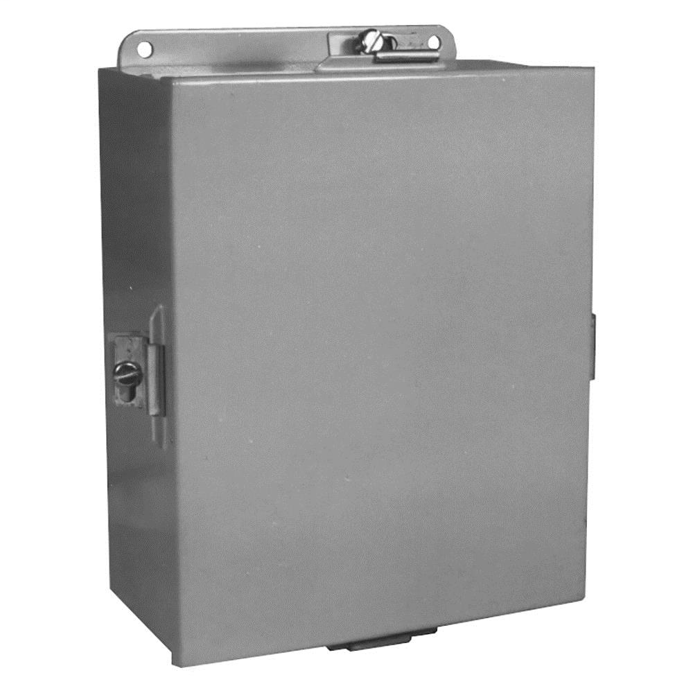 Product image for Milbank CC664JIC4 6x4X6 Clamp Cover Type4 UL Listed Steel No Knockouts ANSI 61 Gray Clamps And Screws Gasket In Door Mounting Feet Back Panel Weld Studs