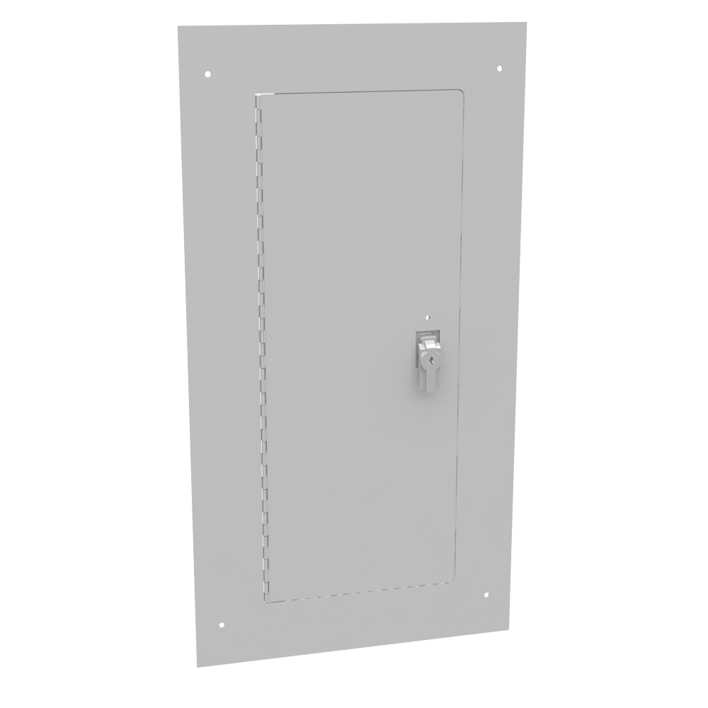 Product image for Milbank 1224TFLC Flush Mount Cover Type 1 12x24 Screw Cover ANSI 61 Gray Steel Hinged Door Key Locking Slam Latch