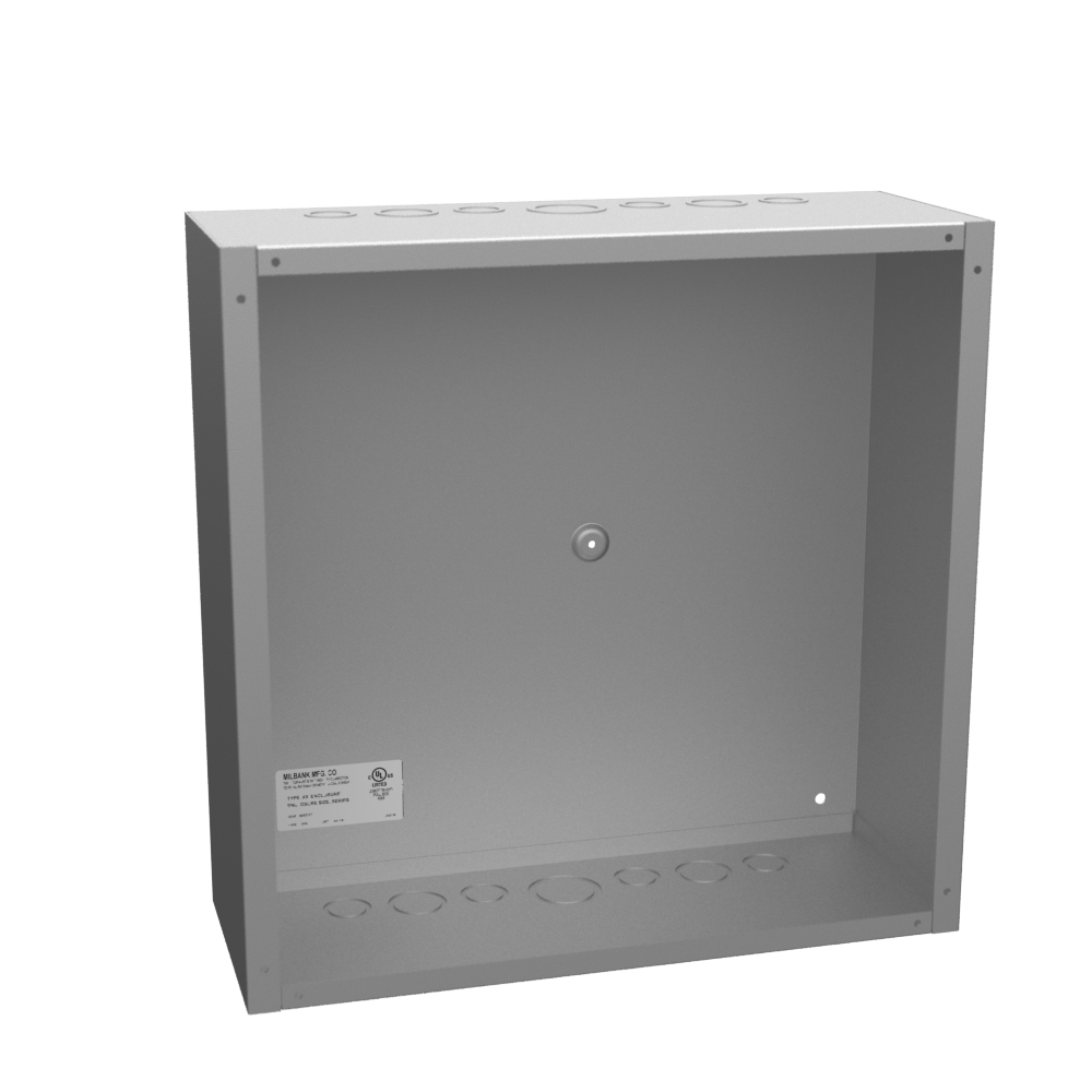 Product image for Milbank 16166-SC1-NP 16x6x16 Screw Cover Type 1 UL Listed Knockouts No Paint Cover With Teardrop Slots Mounting Holes In Back