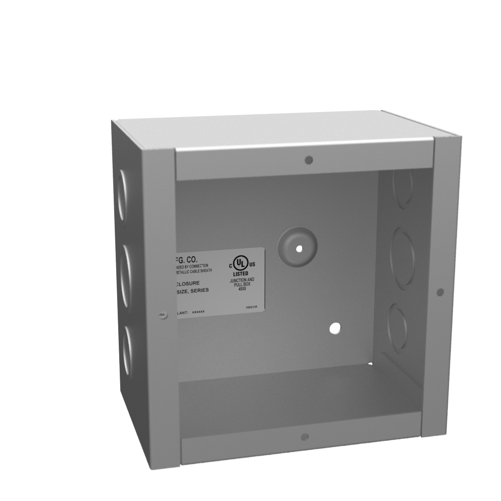 Product image for Milbank 664-SC1-NP 6x4X6 Screw Cover Type 1 UL Listed Steel Knockouts No Paint Cover With Teardrop Slots Mounting Holes In Back