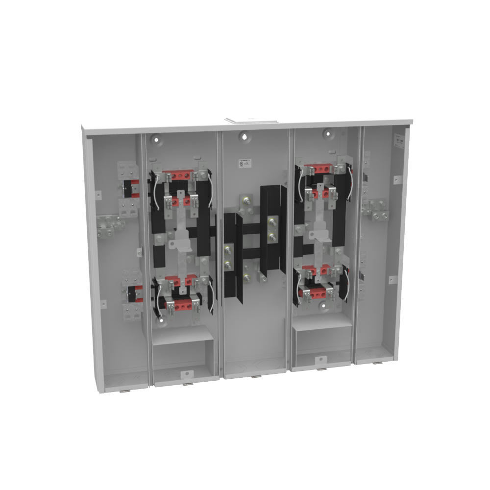 Product image for Milbank U2864-X-HSP 4 Terminal Ringless Large Closing Plate 4 Position 4-200 Ampere Main Breaker Provision Stainless Steel Hasp