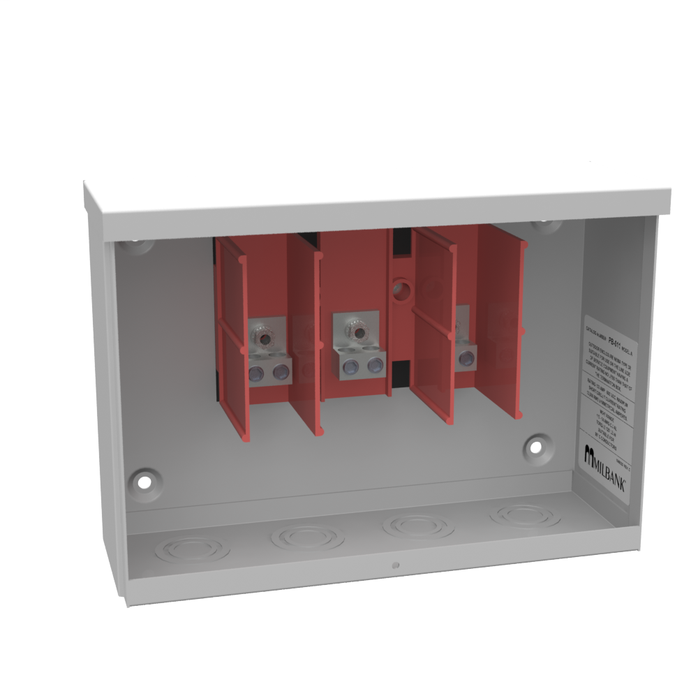 Product image for Milbank PB-011 200 Ampere 1phase 600 Volt 12in-8in-4in Painted Steel Lift Off Screw Front 1 Lug Per Landing - 14-1/0 Wag 1 Lug Per Landing - 14-1/0 Wag 10k Ampere Interrupting Capacity