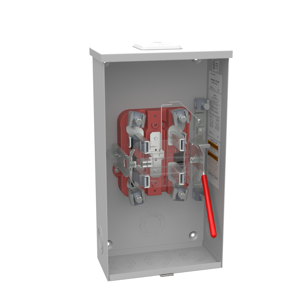 Product image for Milbank UAP3505-XL-TG-HSP 5 Terminal Ringless Small Closing Plate Triplex Ground Lever Bypass Stainless Steel Hasp Aluminum Painted