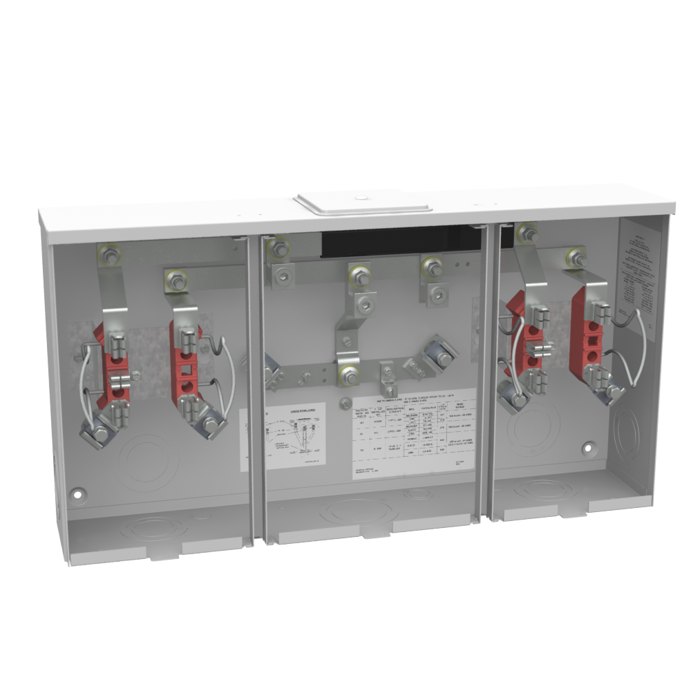 Product image for Milbank U1232-X-5T-K1 5 Terminal Ringless Large Closing Plate 2 Position Double Connector 6-350kcmil