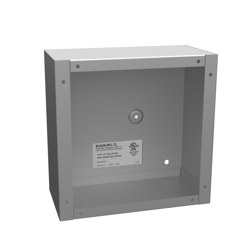 Product image for Milbank 884-SC1-NK-NP 8x4X8 Screw Cover Type 1 UL Listed Steel No Knockouts No Paint Cover With Teardrop Slots Mounting Holes In Back