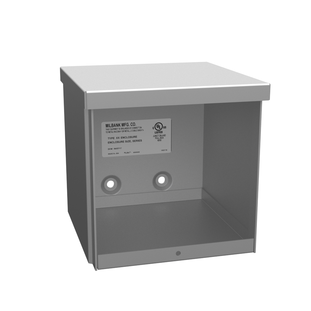 Product image for Milbank 666-SC3R-NK-NP 6x6x6 Screw Cover Type 3R UL Listed Steel No Knockout No Paint Quad D Knockout For Lock Emboss Mounting Holes In Back