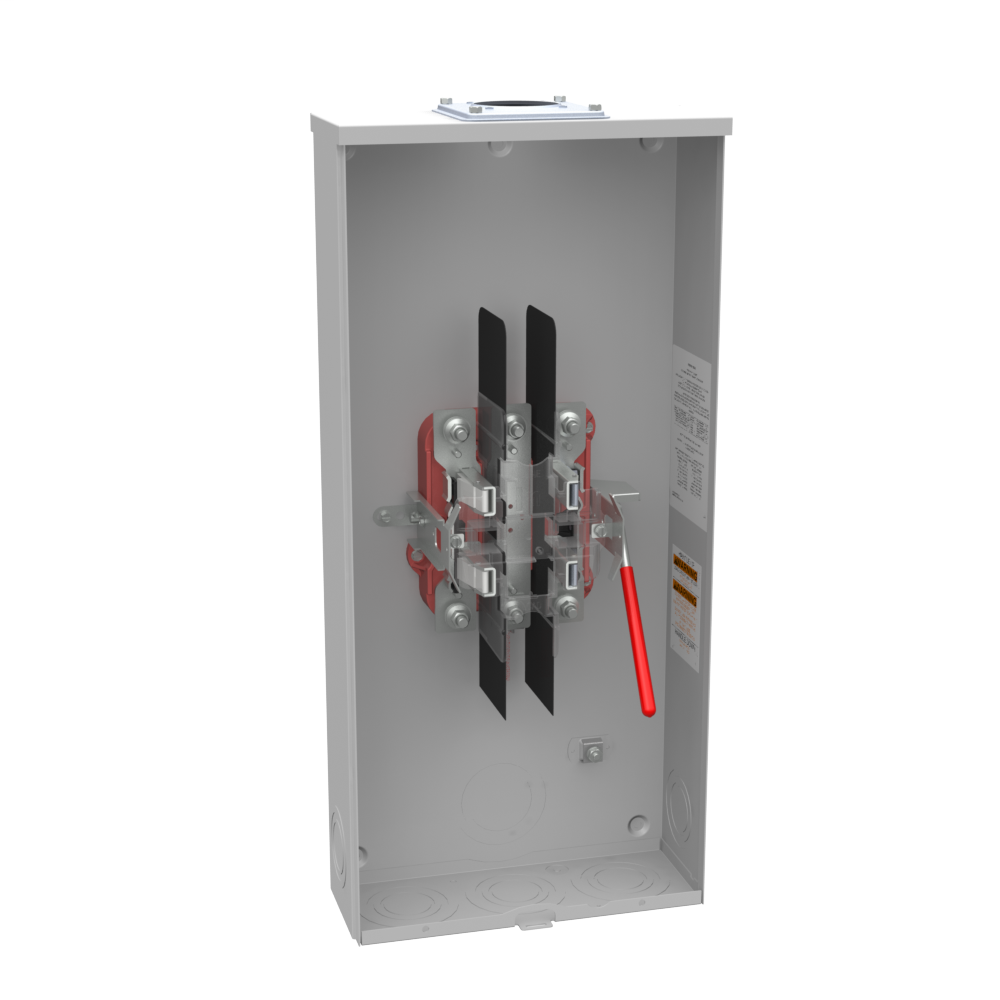 Milbank U9865-RRL 200 Amp 4-Terminal Ringless Stud HD Lever Bypass Overhead Meter Socket Milbank U9865-RRL 200 Amp 4-Terminal Ringless Stud HD Lever Bypass Overhead Meter Socket
