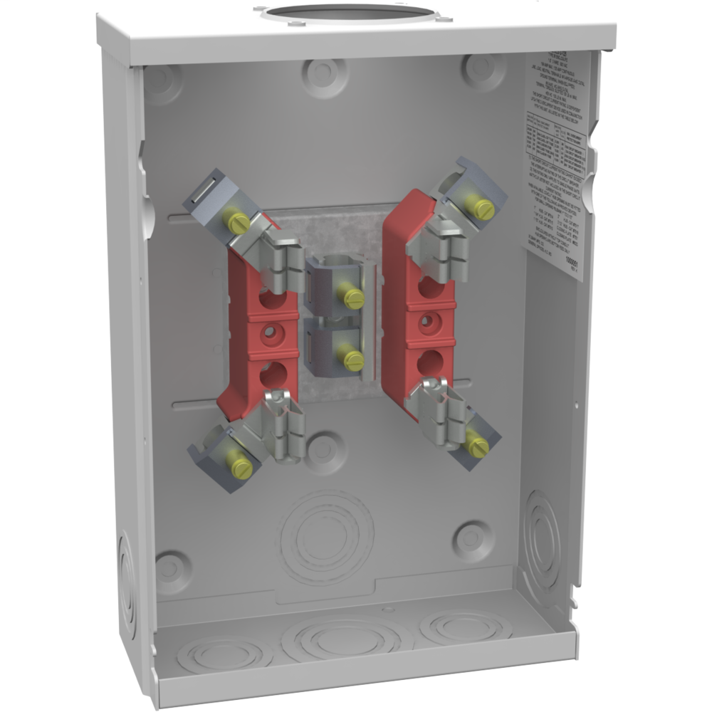 Milbank U7490-RL 600 VAC 125 Amp 4-Terminal 1-Phase 1-Position Ring Type Overhead/Underground Meter Socket Milbank U7490-RL 600 VAC 125 Amp 4-Terminal 1-Phase 1-Position Ring Type Overhead/Underground Meter Socket