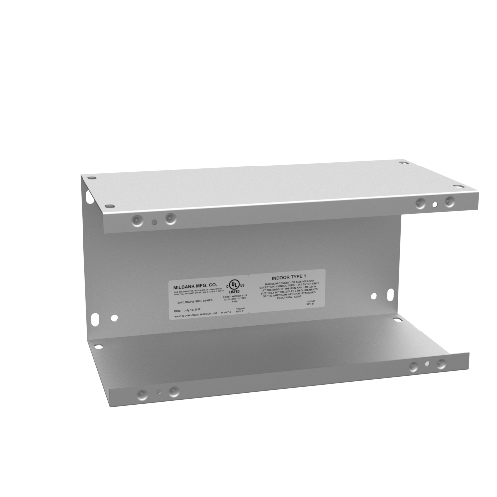 Product image for Milbank 6612-GSC1-NK-NP 6x12x6 Screw Cover Wireway Type 1 UL Listed Steel No Knockouts No Paint