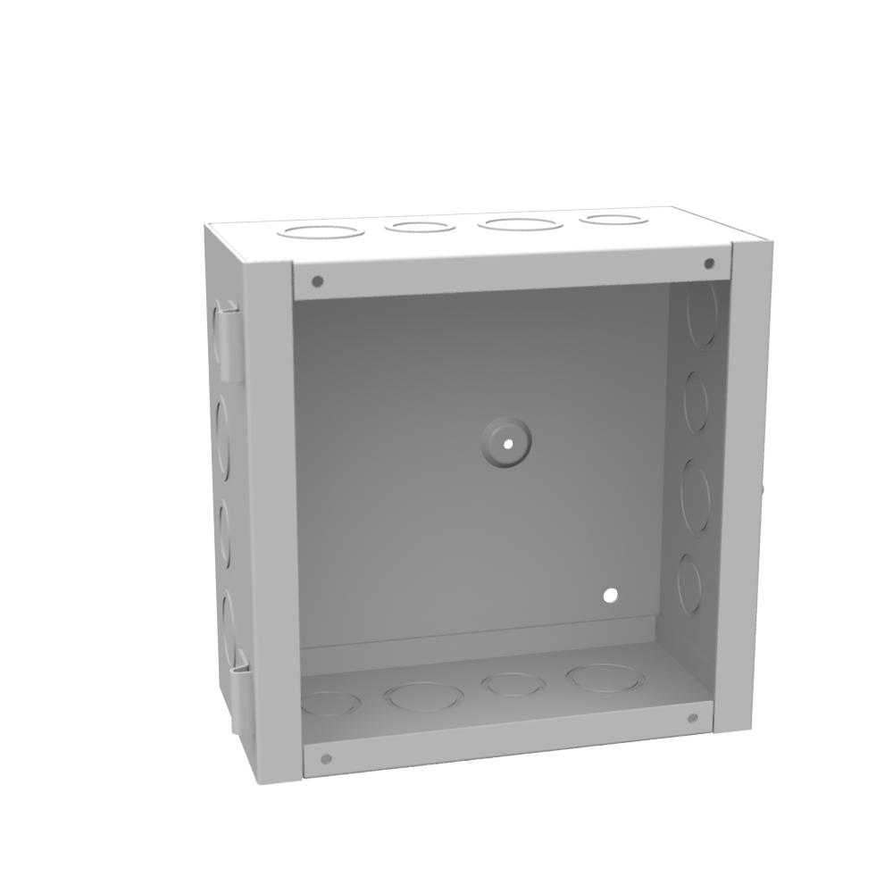 Product image for Milbank 884-HC1 8x4X8 Hinge Cover Type 1 UL Listed Steel Knockouts ANSI 61 Gray Flush Pull Ring Formed Hinges Mounting Holes In Back