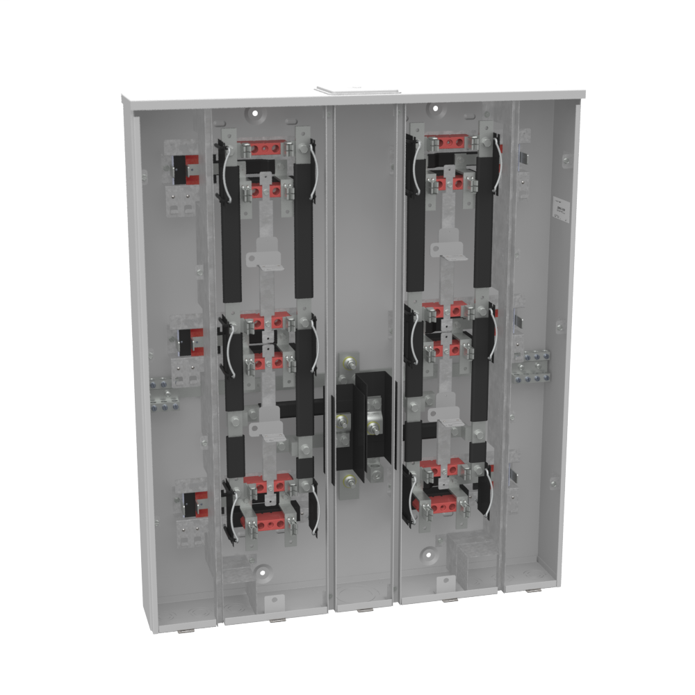 Product image for Milbank U2856-X-HSP 4 Terminal Ringless Large Closing Plate 6 Position 6-125 Ampere Main Breaker Provision Stainless Steel Hasp