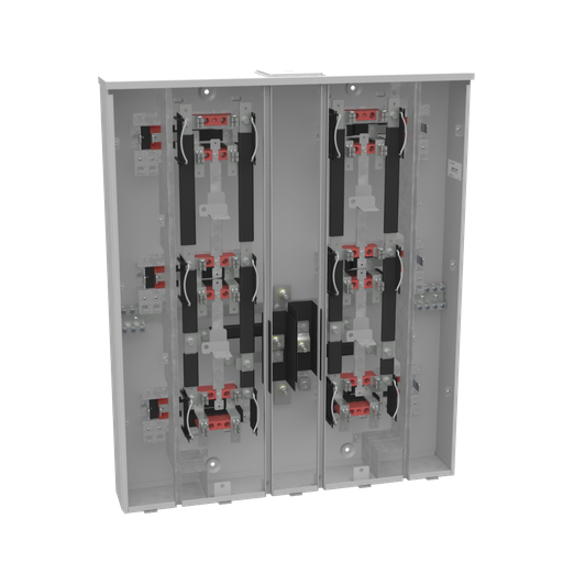 Product image for Milbank U2856-X-HSP 4 Terminal Ringless Large Closing Plate 6 Position 6-125 Ampere Main Breaker Provision Stainless Steel Hasp