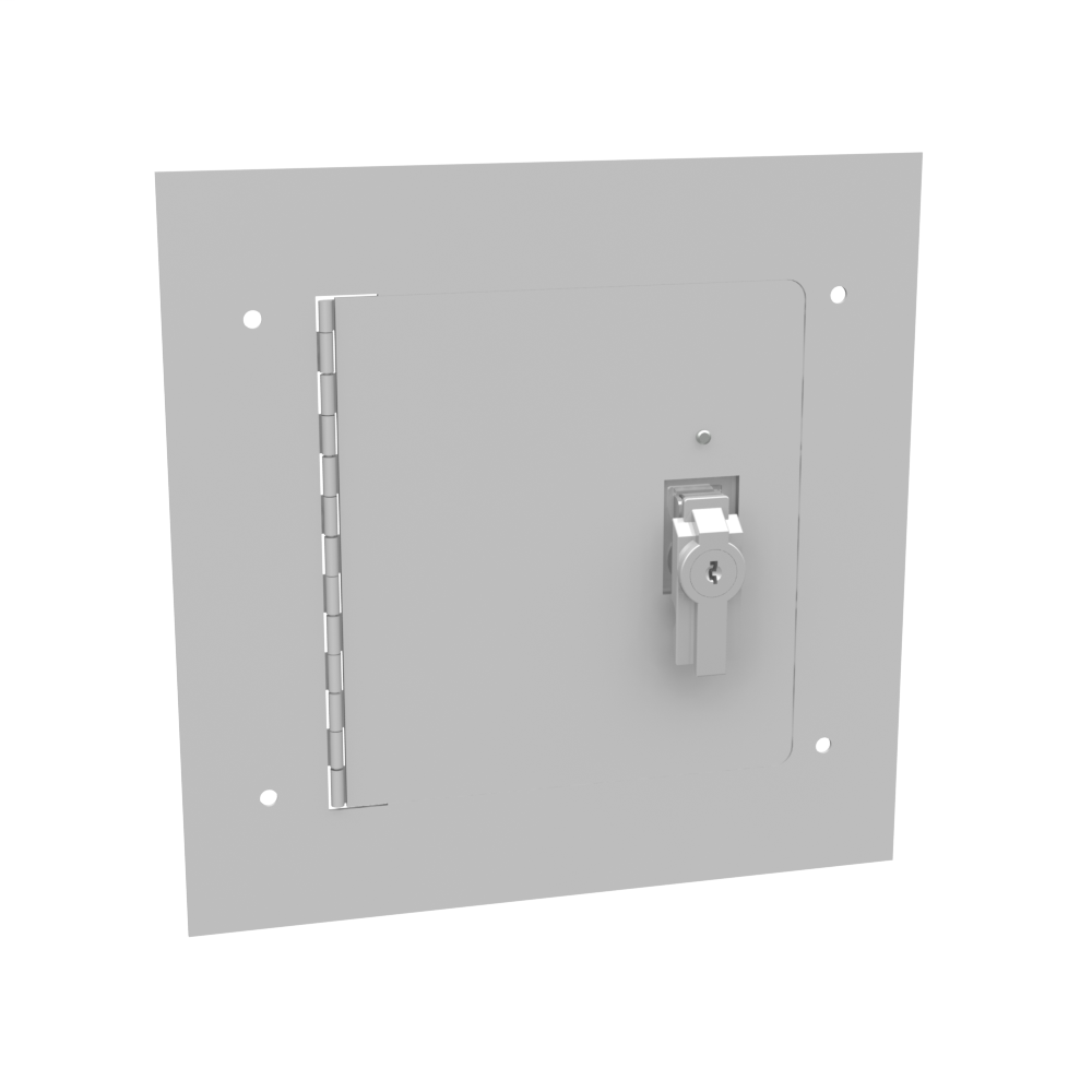Product image for Milbank 88TFLC Flush Mount Cover Type 1 8x8 Screw Cover ANSI 61 Gray Steel Hinged Door Key Locking Slam Latch