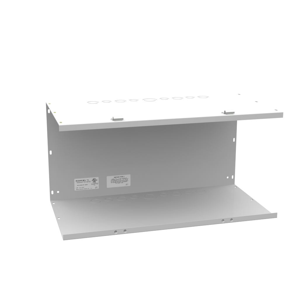 Product image for Milbank 121224-GHC1 12x24X12 Hinge Cover Wireway Type 1 UL Listed Steel Knockouts ANSI 61 Gray