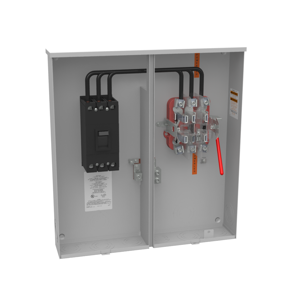 Product image for Milbank U5787-O-200-CB-BL 7 Terminal Ringless Plain Top Lever Bypass 1-200 Ampere Main Breaker 9-16 In Barrel Lock With Bracket Provision Cold Sequence