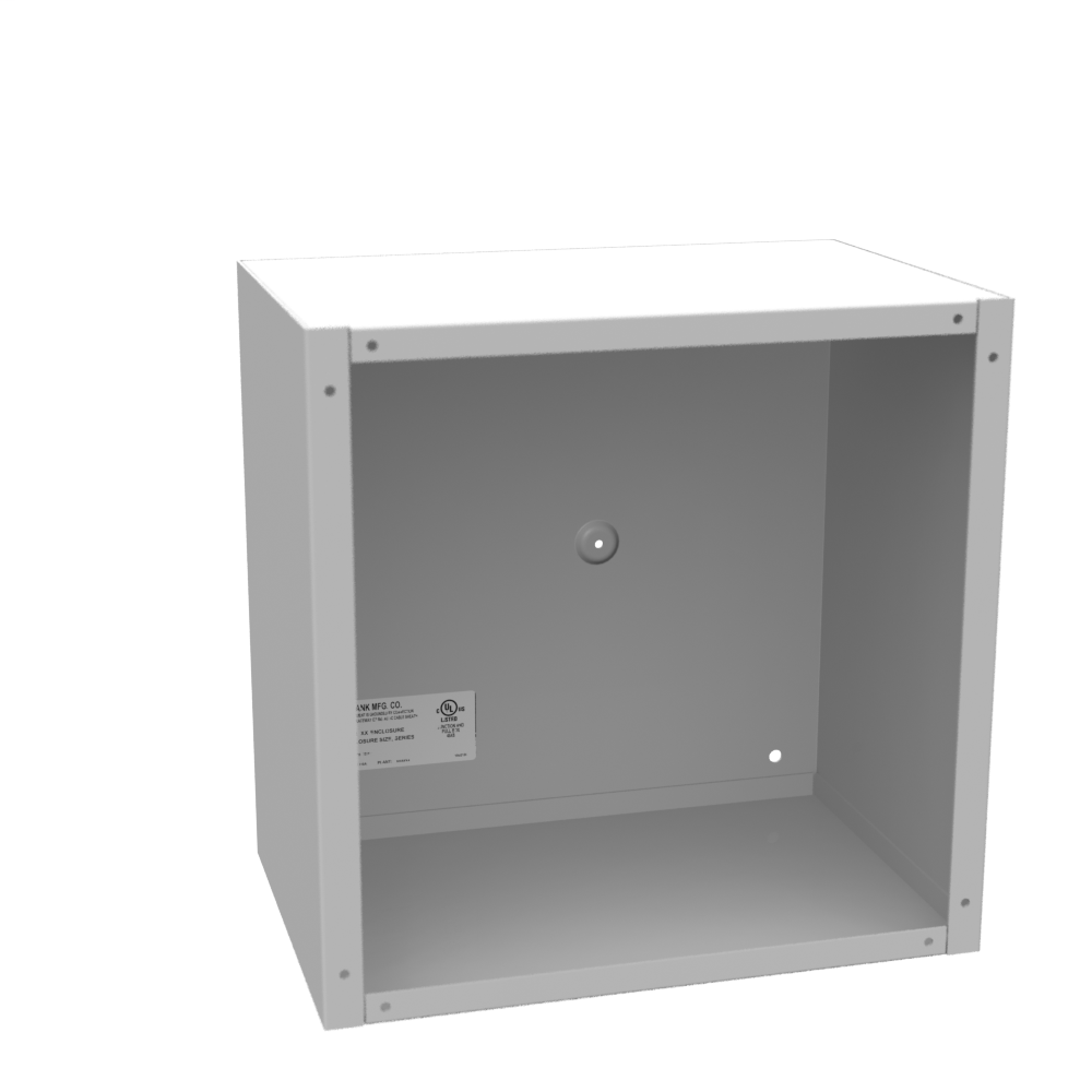 Product image for Milbank 12128-SC1-NK 12x8x12 Screw Cover Type 1 UL Listed Steel No Knockouts ANSI 61 Gray Cover With Teardrop Slots Mounting Holes In Back