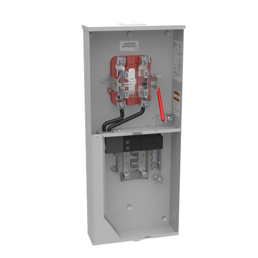 Product image for Milbank U5871-XL-200-5T9-AMS 5 Terminal Ringless Small Closing Plates Lever Bypass 1-200 Ampere Main Breaker 8 Branch Circuit Ameren