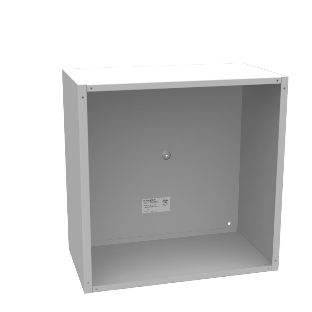 Product image for Milbank 181810-SC1-NK 18x10x18 Screw Cover Type 1 UL Listed Steel No Knockouts ANSI 61 Gray Cover With Teardrop Slots Mounting Holes In Back