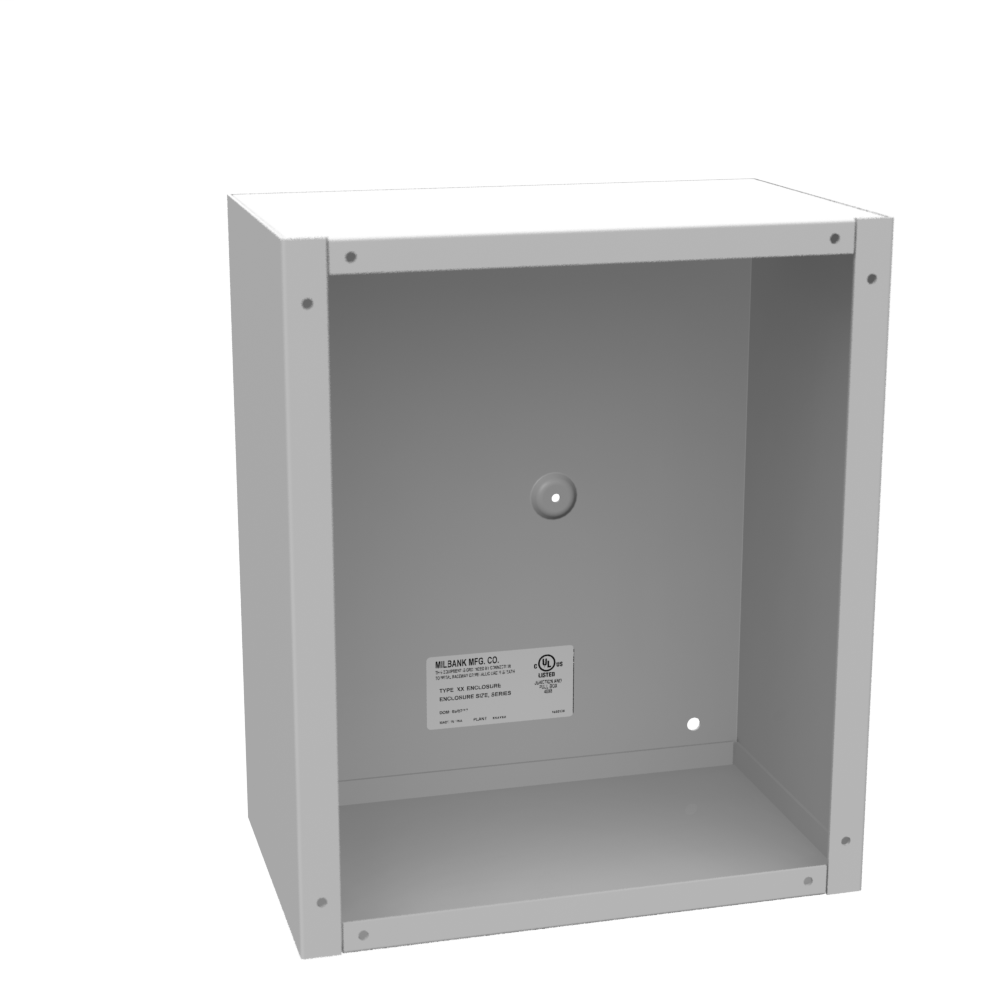 Product image for Milbank 10126-SC1-NK 12x6x10 Screw Cover Type 1 UL Listed Steel No Knockouts ANSI 61 Gray Cover With Teardrop Slots Mounting Holes In Back