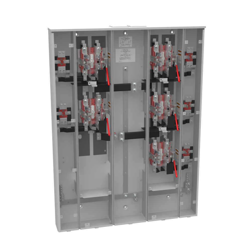 Product image for Milbank U4375-XT-5T9 5 Terminal Ringless 2 Large Closing Plate Lever Bypass 5 Position 5-200 Ampere Main Breaker Provision 5th Terminal 9 Oclock Position
