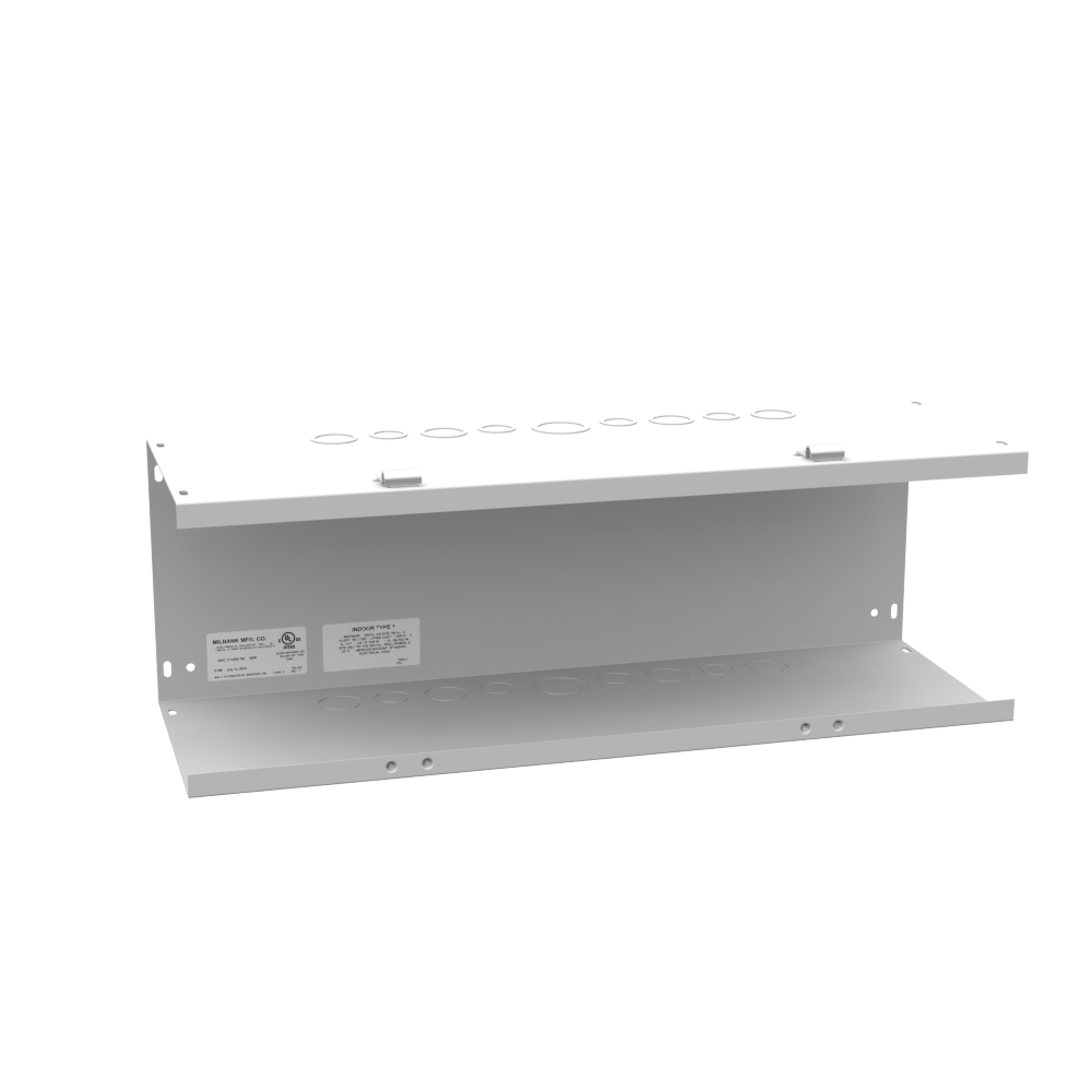 Product image for Milbank 8824-GHC1 8x24X8 Hinge Cover Wireway Type 1 UL Listed Steel Knockouts ANSI 61 Gray