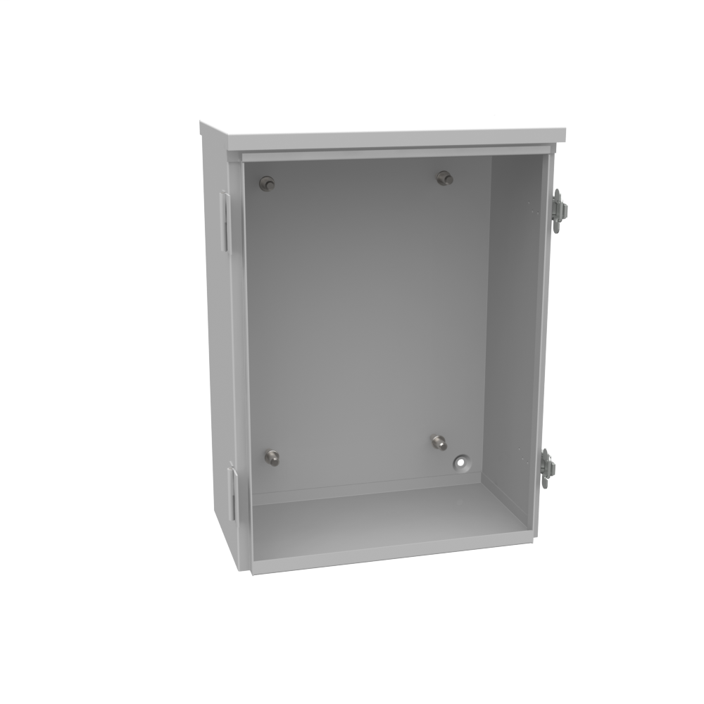 Product image for Milbank 12166-TC3R 16x6x12 Hinge Cover Type 3R UL Listed Steel No Knockouts ANSI 61 Gray Back Panel Weld Studs Shield Emboss Mounting Holes In Back Padlocking Draw Latch Quad D Knockout For Lock