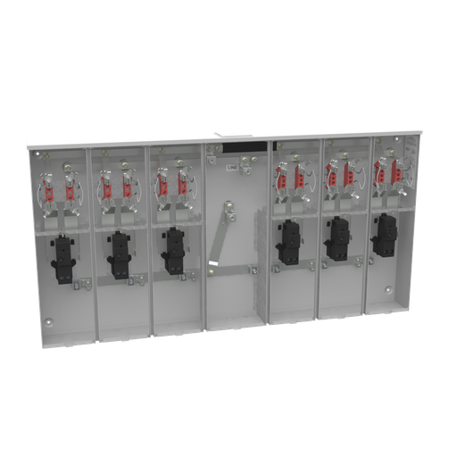 Product image for Milbank U5886-X-6/200-KK-K3-DPL 4 Terminal Ringless Large Closing Plate Horn Bypass 6 Position 6-200 Ampere Main Breaker Double Connector 6-350kcmil Delmarva Power And Light