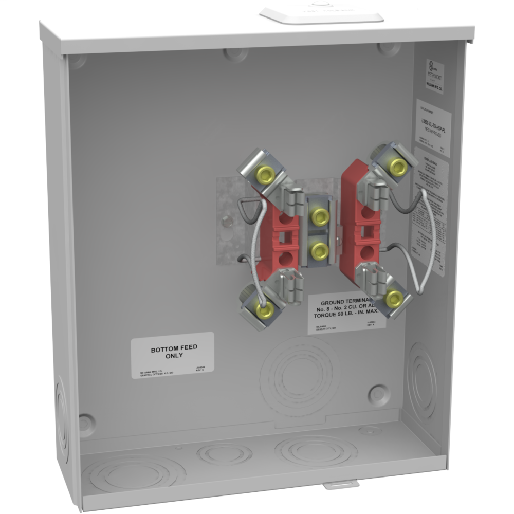 Product image for Milbank U3850-XL-TG-HSP-PL 4 Terminal Ringless Small Closing Plate Triplex Ground Stainless Steel Hasp 7-8 In Knockouts Lock Provision