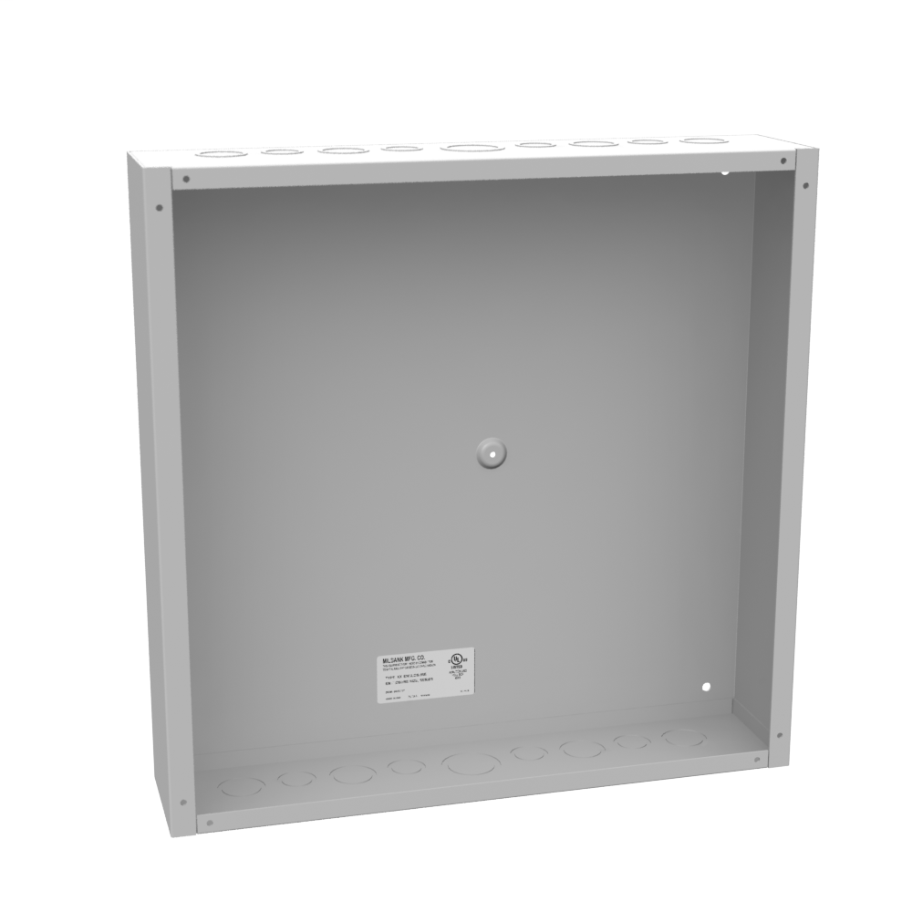 Product image for Milbank 18184-SC1 18x4X18 Screw Cover Type 1 UL Listed Steel Knockouts ANSI 61 Gray Cover With Teardrop Slots Mounting Holes In Back
