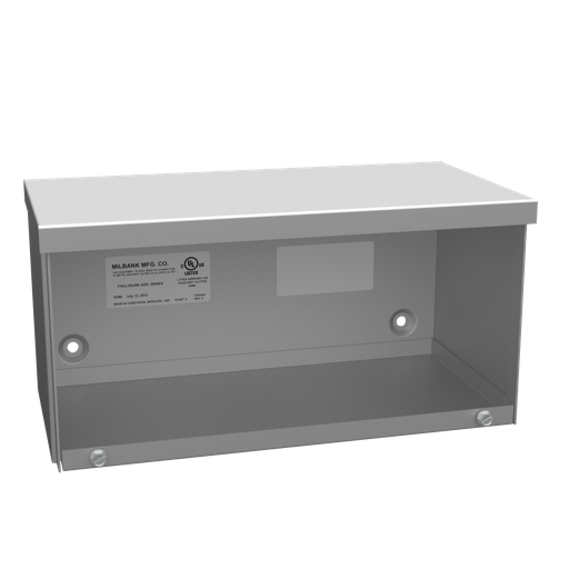 Product image for Milbank 6612-GSC3R-NK-NP 6x12x6 Screw Cover Wireway Type 3R UL Listed Steel No Knockouts No Paint Quad D Knockout For Lock Emboss Mounting Holes In Back