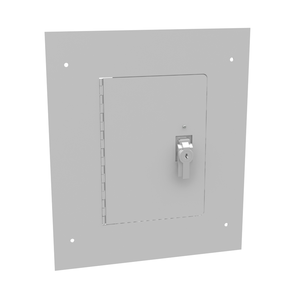 Product image for Milbank 1012TFLC Flush Mount Cover Type 1 10x12 Screw Cover ANSI 61 Gray Steel Hinged Door Key Locking Slam Latch
