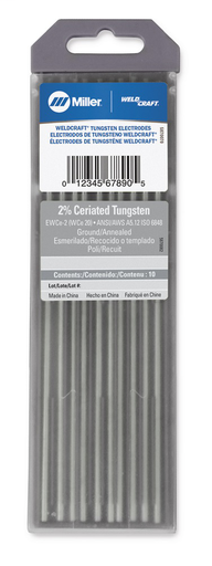 Weldcraftâ„¢ Tungsten, 2% Ceriated, 1/8" x 7" (3.2 mm. x 175 mm.)