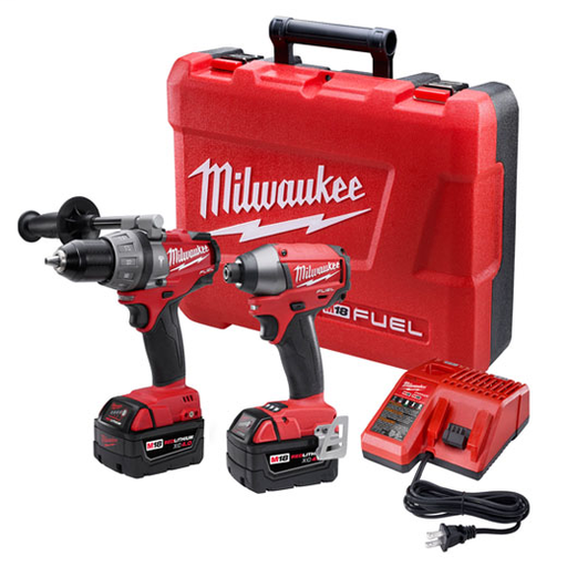 Product image for Milwaukee 2797-22 M18 FUEL™ Lithium-Ion 2-Tool Combo Kit: 1/2" Hammer Drill/Driver, 1/4" Hex Impact Driver