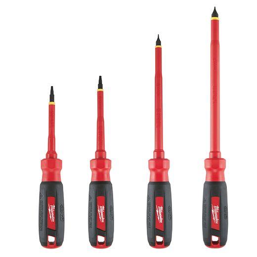 Milwaukee Tool 48-22-2205 4-Piece 1000 Volt Insulated Screwdriver Set with Square Recess Milwaukee Tool 48-22-2205 4-Piece 1000 Volt Insulated Screwdriver Set with Square Recess