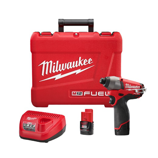 Product image for Milwaukee 2453-22 M12 FUEL™ 1/4" Hex Impact Driver Kit