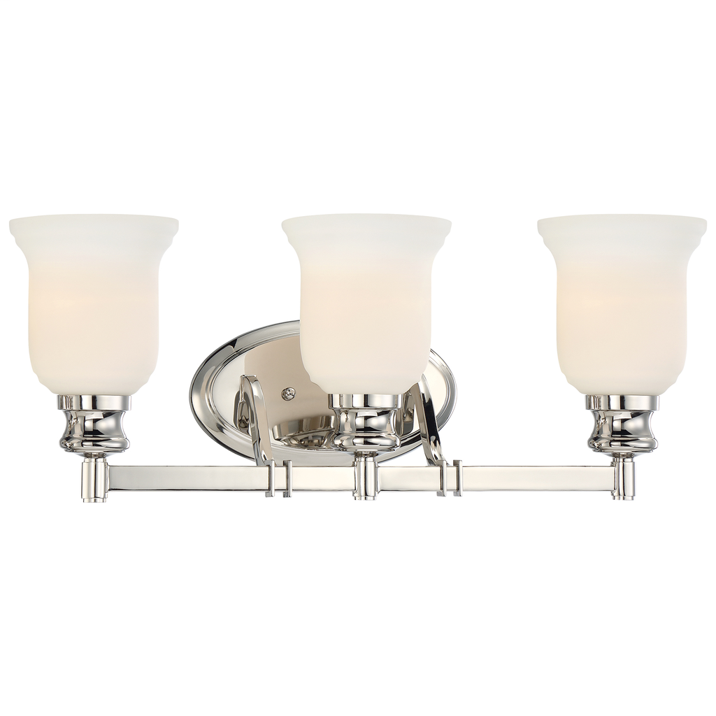 Audrey's Point - 3 Light Bath - 100W - A-19,MED - Polished Nickel