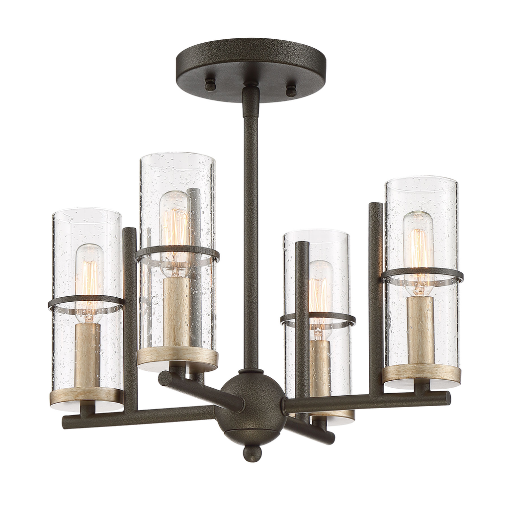 Sussex Court - 4 light, 60W Candelabra Base - 60W - T8 BULB - Smoked Iron with Aged Gold
