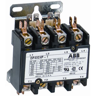ABB DP40C3P-2 3-Pole 40 Amp 240/208 VAC De?nite Purpose Contactor ABB DP40C3P-2 3-Pole 40 Amp 240/208 VAC De?nite Purpose Contactor