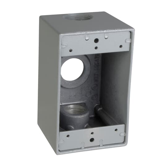 Product image for Red Dot S104E Silver Aluminum 3-Hole 1-Gang 3/4 Inch Deep Weatherproof Box
