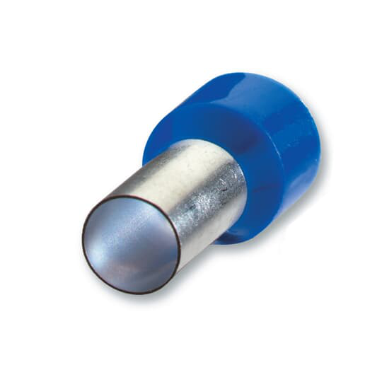 Product image for Thomas & Betts F2046 Insulated Ferrule - #6, 1.142", Blue (50/Pkg)