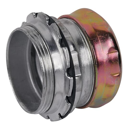 Product image for Steel City TC116A-RT 2" EMT Compression Connector, Steel - Non-Insulated - Raintight