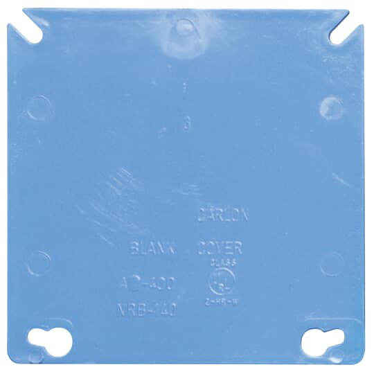 Product image for Carlon A400R-CAR 4" Square 2-Gang Blank Box Cover, Non-Metallic, Blue
