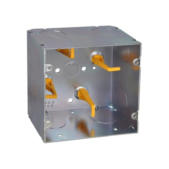 Product image for Steel City 82181T-1 5" Square Steel Telecommunication Box, 2-7/8" Deep, 64cu.in., 1/2", 1" Knockouts