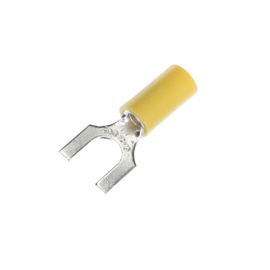 Product image for Thomas & Betts 10RC-14F 12 to 10 AWG 1/4 Inch Stud Yellow Electrotinned Copper Vinyl Insulated Fork Terminal