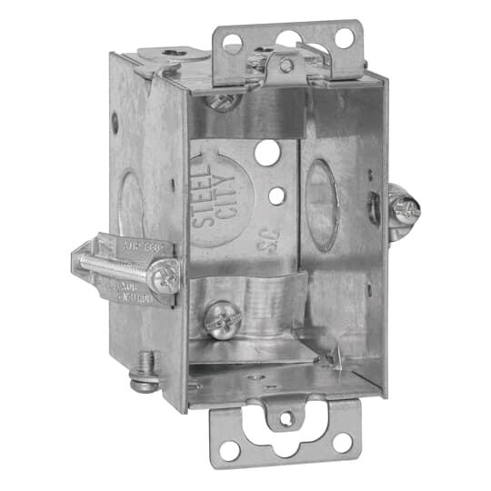 Product image for Steel City LXWOWC-25 3 x 2 x 2-1/2 Inch Dimensions 12.5cu.in Gangable Steel Switch Box with Ears and Clip