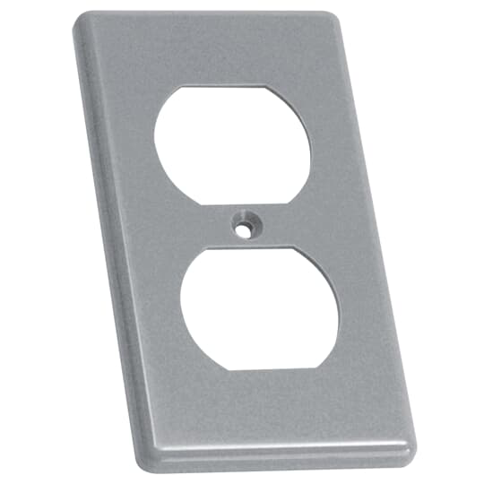 Product image for Carlon HB1DP 1-Gang Handy Box Duplex Receptacle Cover, Non-Metallic, Gray